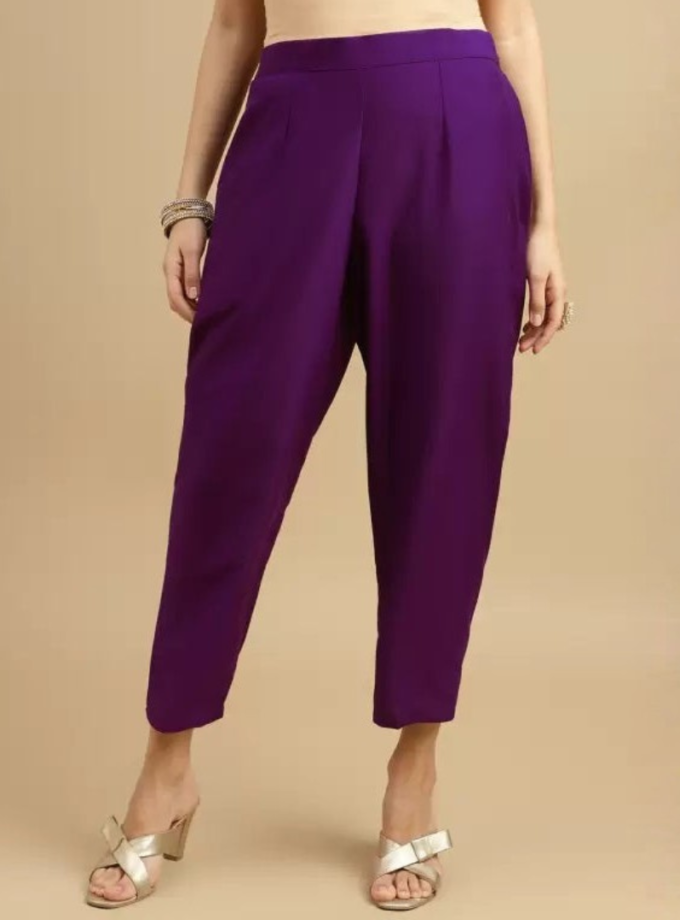 Royal Purple embroidered kurti + beige dupatta