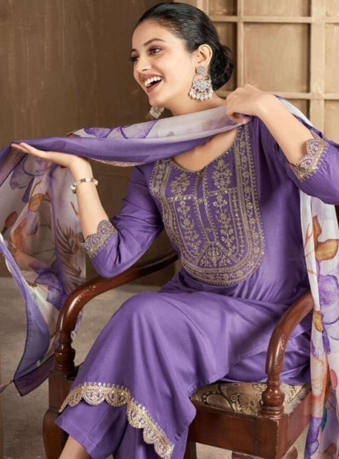 Grace in Lavender: Premium Rayon Slub 3-Piece Set