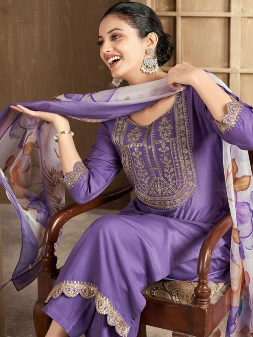 Grace in Lavender: Premium Rayon Slub 3-Piece Set - Image 5