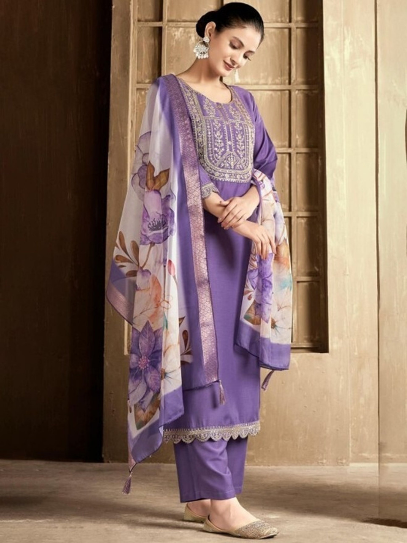Grace in Lavender: Premium Rayon Slub 3-Piece Set - Image 4
