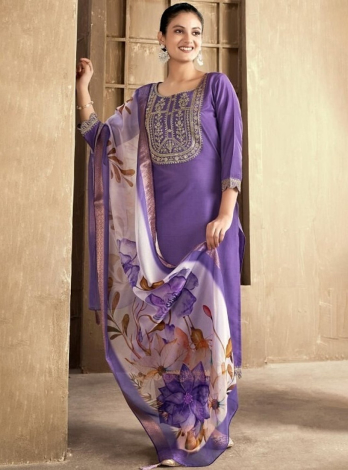 Grace in Lavender: Premium Rayon Slub 3-Piece Set