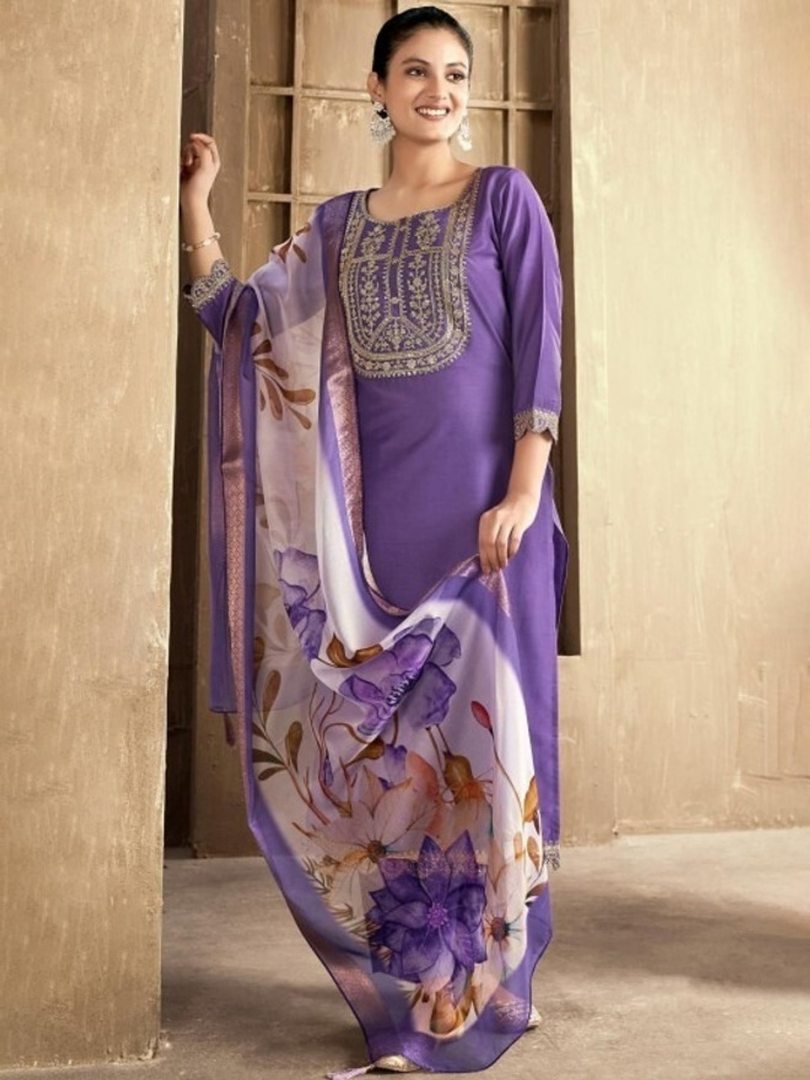 Grace in Lavender: Premium Rayon Slub 3-Piece Set - Image 6