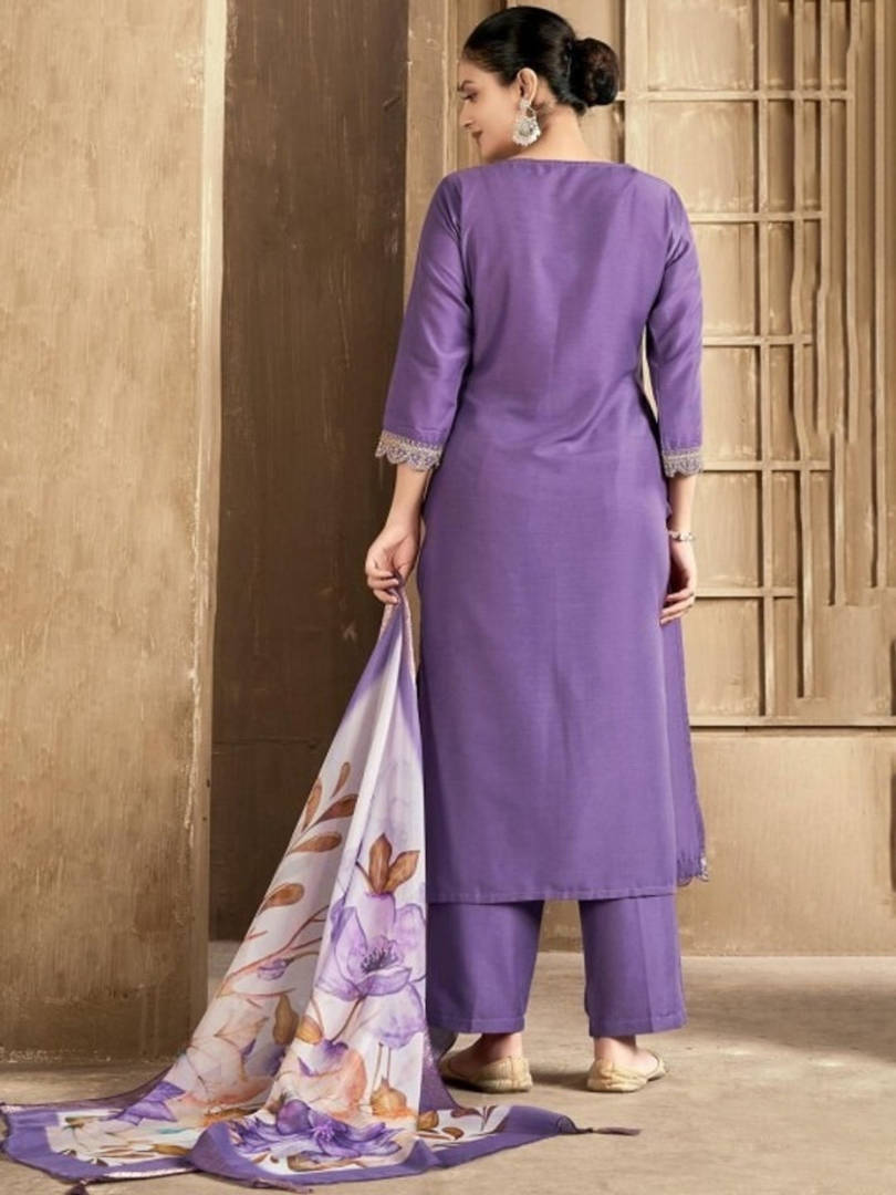 Grace in Lavender: Premium Rayon Slub 3-Piece Set - Image 3