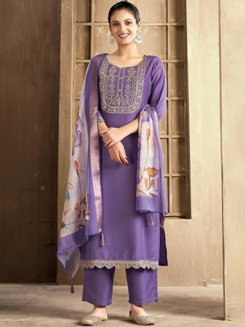 Grace in Lavender: Premium Rayon Slub 3-Piece Set